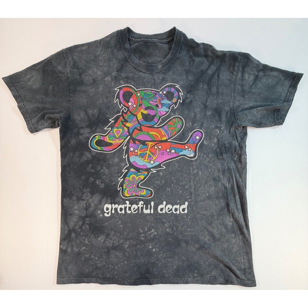 Grateful Dead Dancing Bear Psychedelic Tie Dye Graphic T-Shirt Mens XL Black
